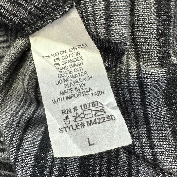 Comfy USA L Black Gray Striped Sleeveless Tank Dress Long Knit Tunic Asymmetric - Picture 8 of 8